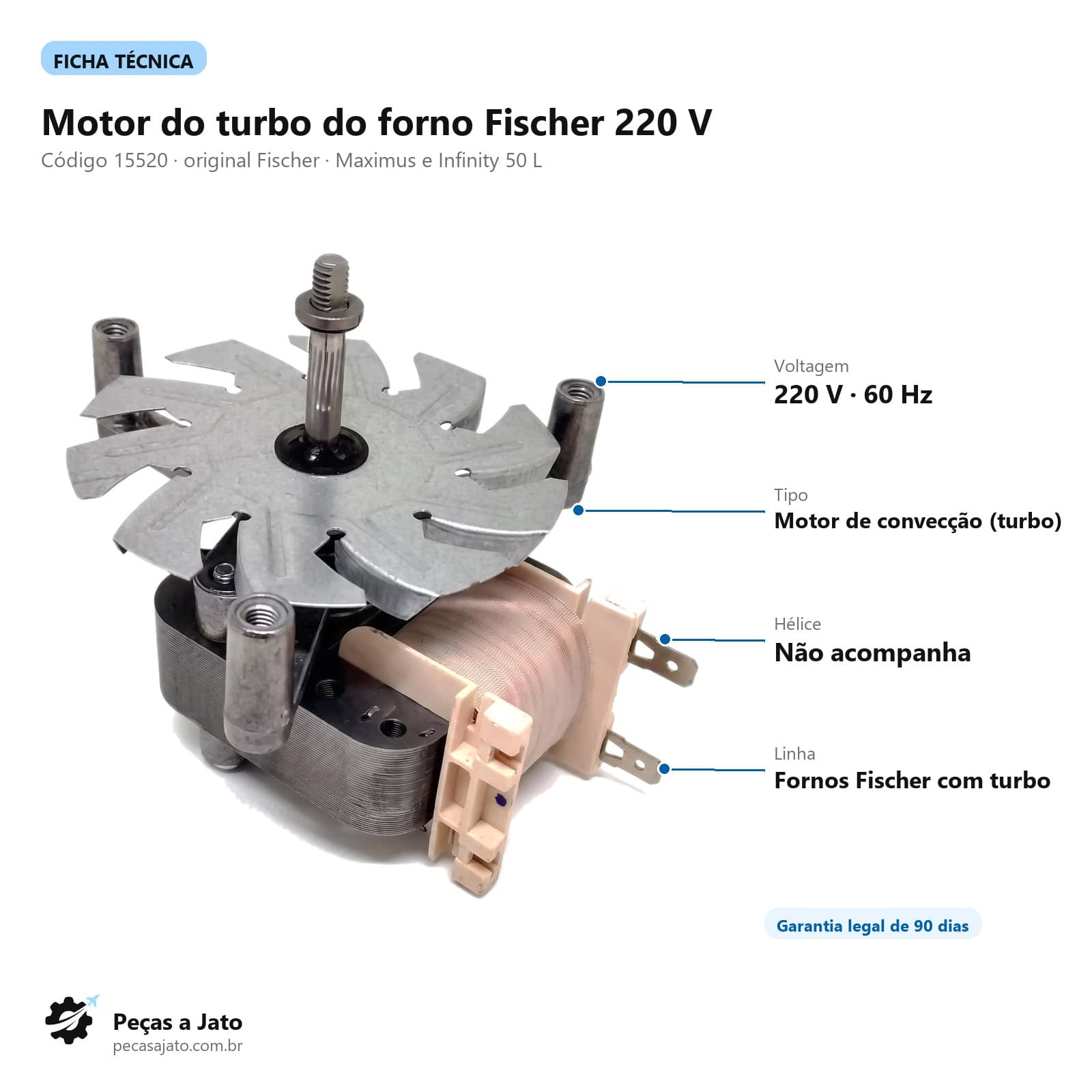 Motor de Convecção Turbo Forno Elétrico Fischer Maximus Infinity 220V 15520: imagem ilustrativa