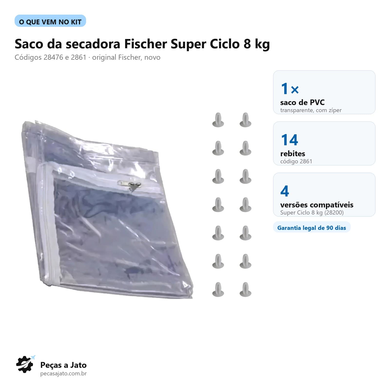 Saco Secadora Fischer Super Ciclo 8kg com 14 Rebites 28476: imagem ilustrativa