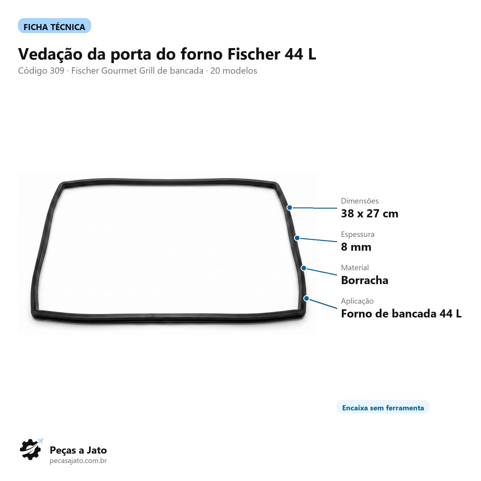 Vedação do Forno Elétrico Fischer Gourmet Grill Bancada 44: imagem ilustrativa