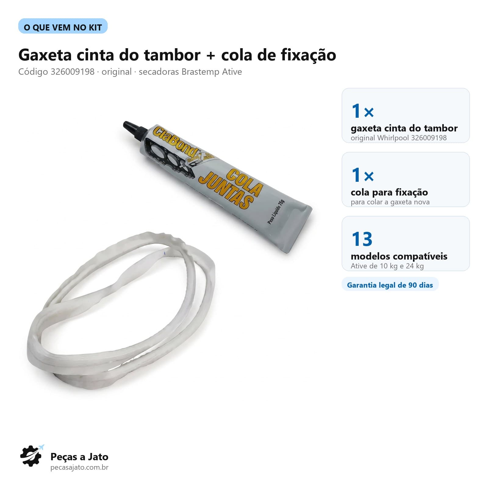 Gaxeta Cinta Tambor + Cola Secadora Brastemp Ative 326009198: imagem ilustrativa