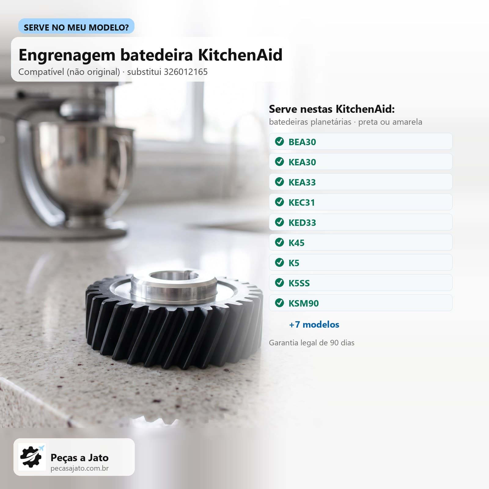 Engrenagem Compatível Batedeira KitchenAid Kea30 Kea33 Ksm150 326012165: imagem ilustrativa