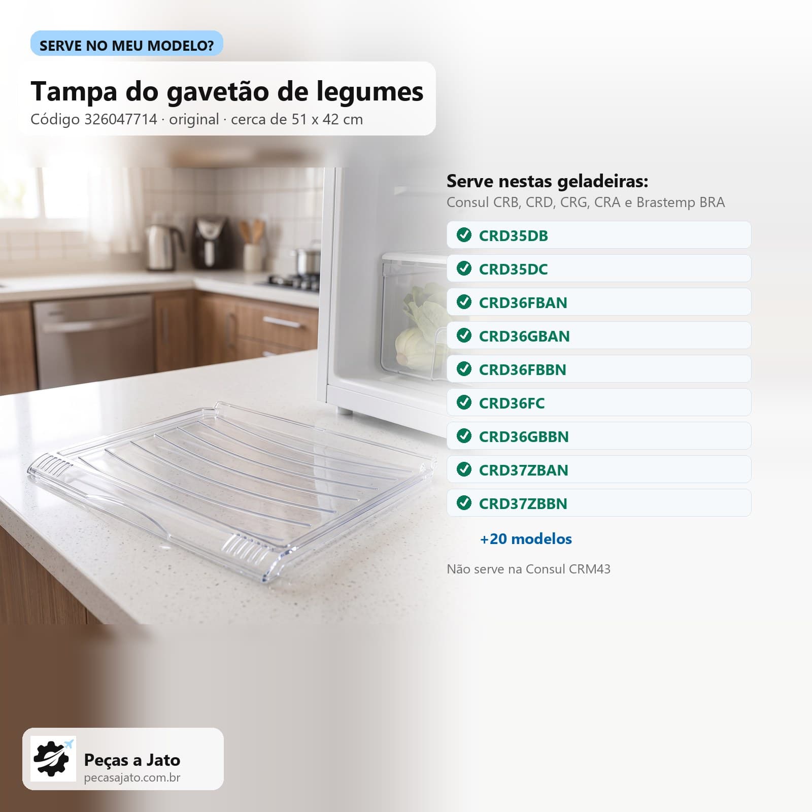 Tampa do Gavetão de Legumes Geladeira Consul Crb36 Crb39 Crd36 Crd37 326047714: imagem ilustrativa