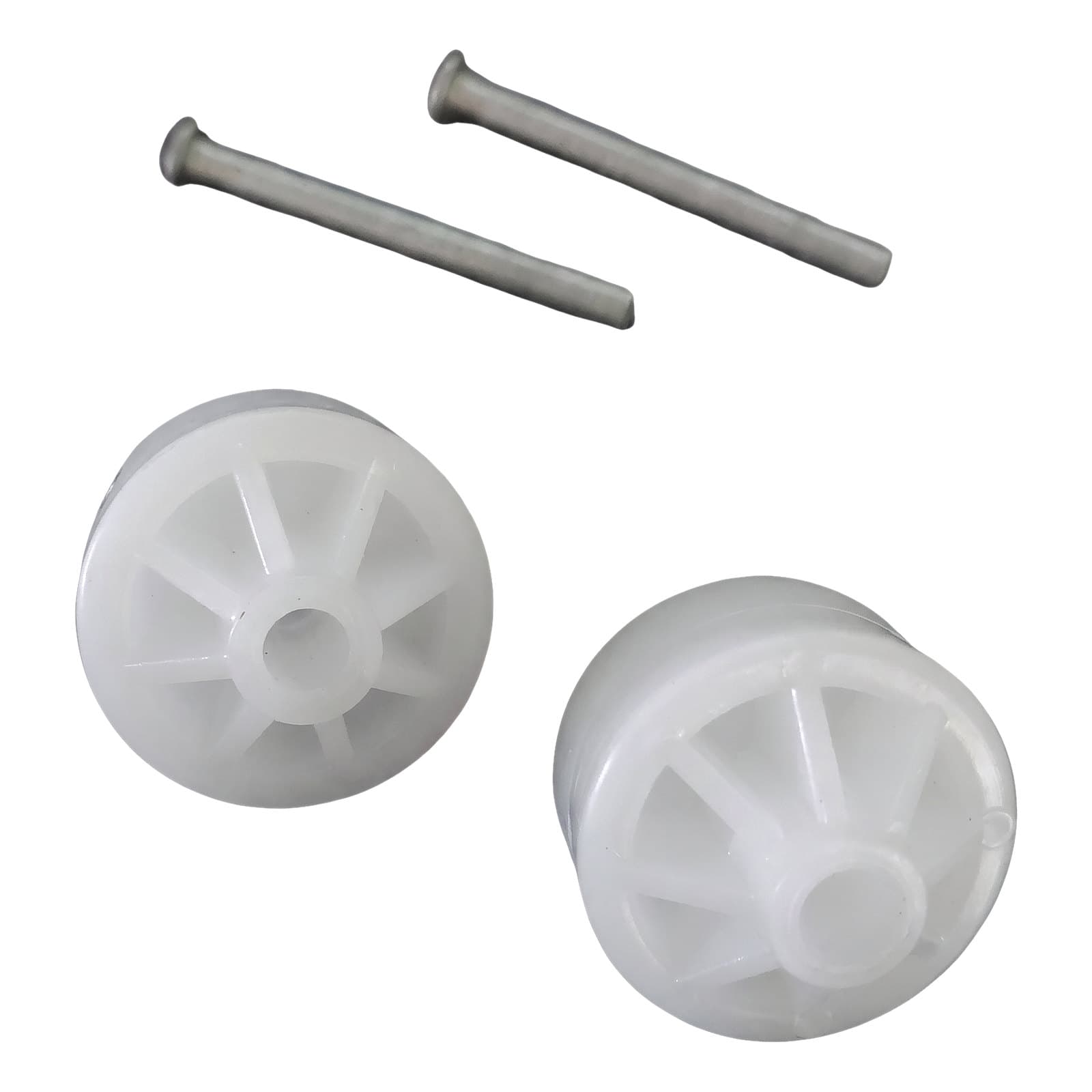 Kit 2 Pés Traseiros Rodinha e Eixo Geladeira Brastemp Consul: foto em fundo branco