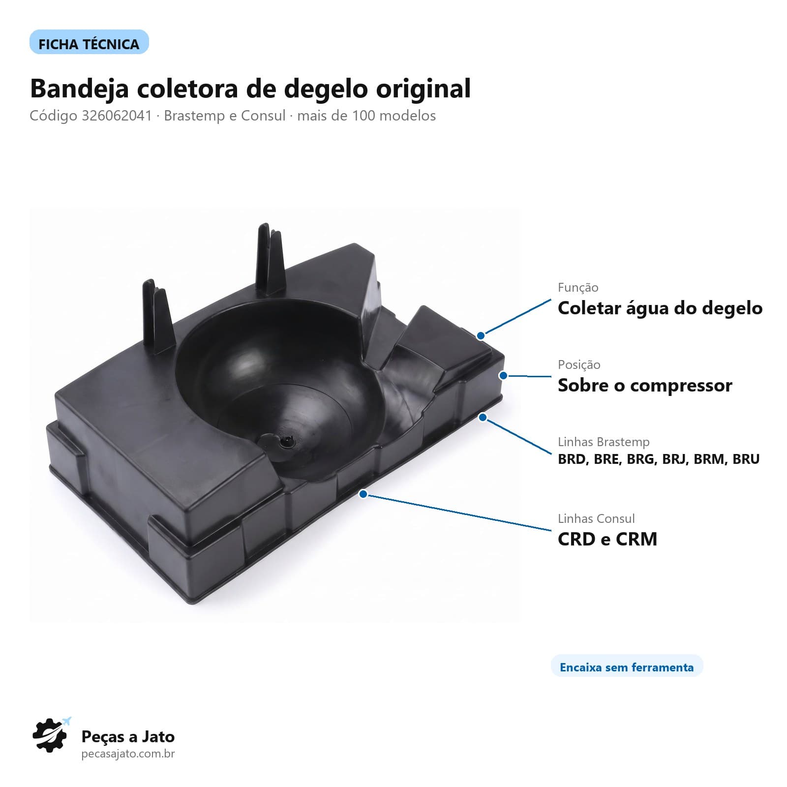 Bandeja Coletora Degelo Original Consul Brastemp Crd39 Brm44: imagem ilustrativa