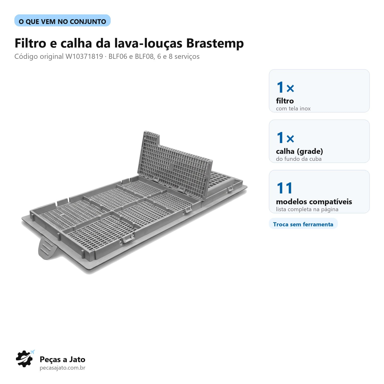 Conjunto Filtro e Calha Lava-Louças Brastemp Blf08 W10371819: imagem ilustrativa
