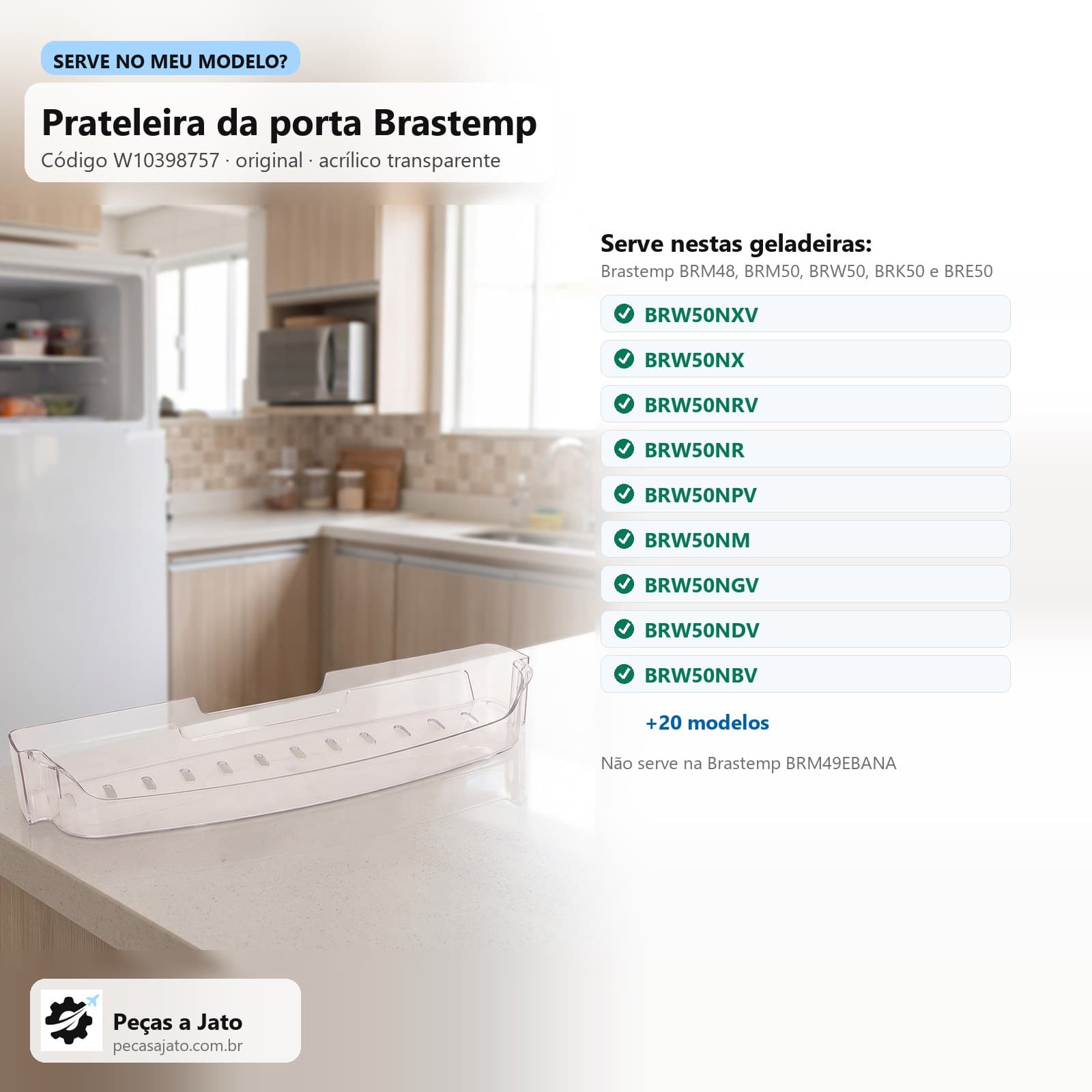 Prateleira Diversos da Porta Geladeira Brastemp Brm48 Brm50 Brw50 Brk50 W10398757: imagem ilustrativa