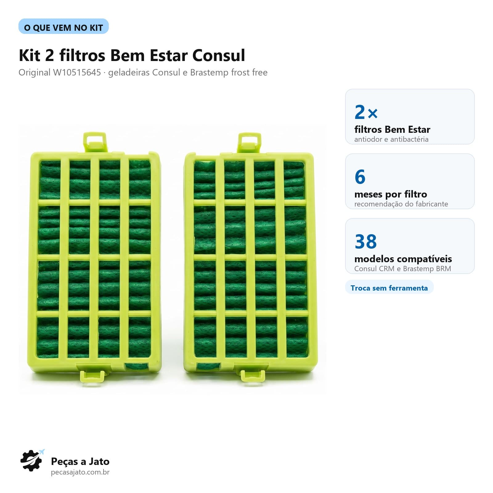 Filtro Geladeira Consul Frost Free Kit Com 2 Peças: imagem ilustrativa