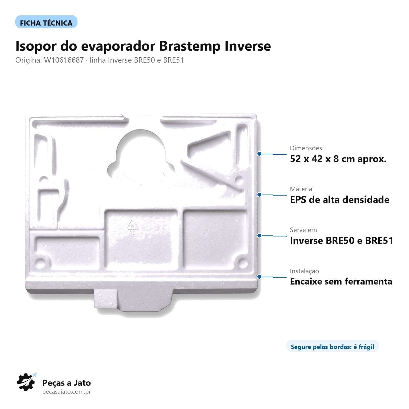 Isopor Geladeira Brastemp Bre50 Bre51 W10616687: imagem ilustrativa