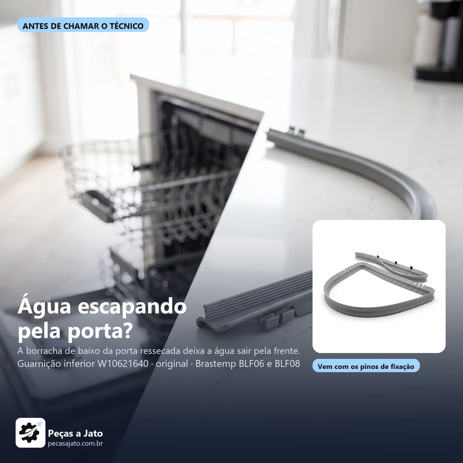 Guarnição Inferior da Porta Lava Louças Brastemp Blf06 Blf08: imagem ilustrativa