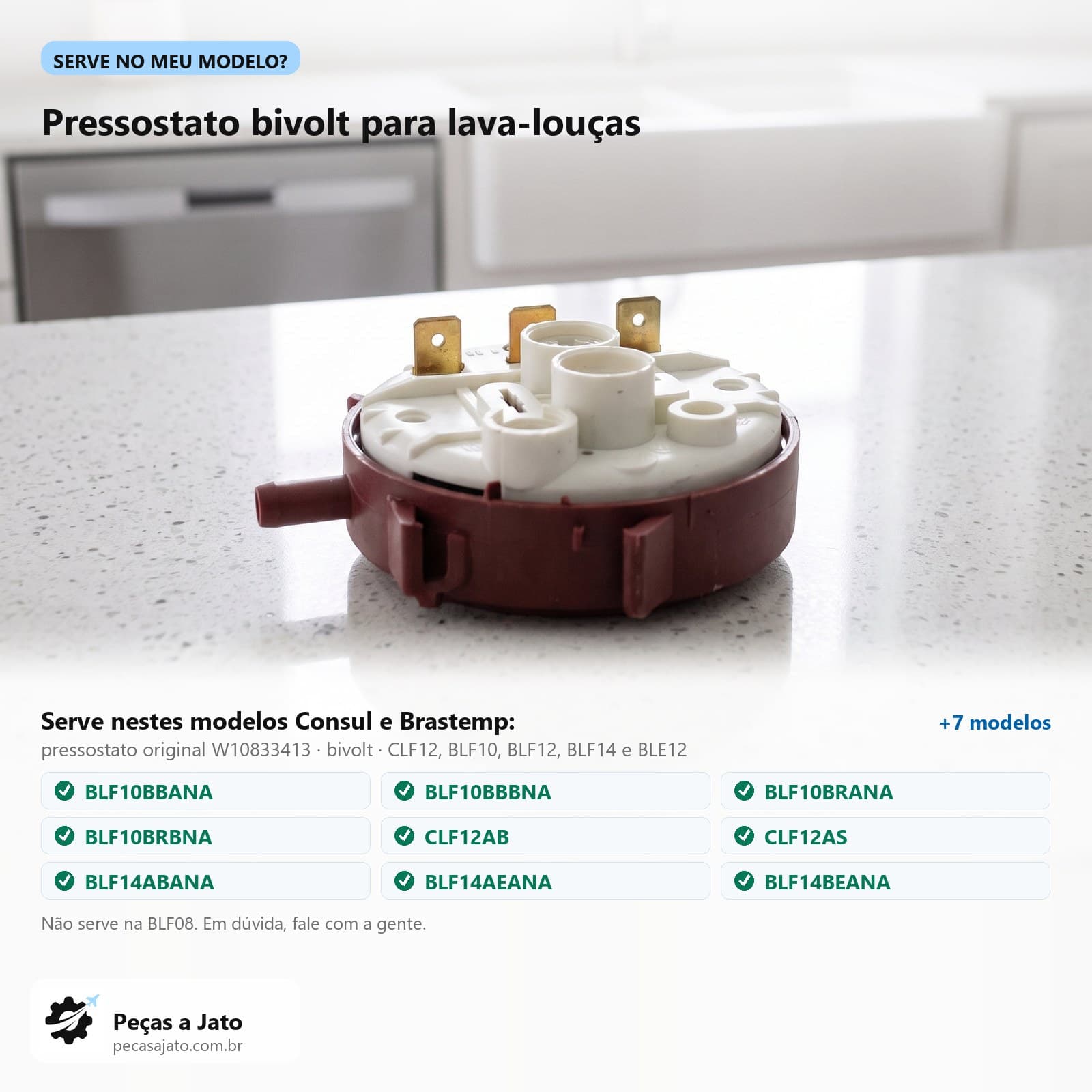 Pressostato Bivolt Lava-Louças Consul Brastemp Clf12 Blf10 Blf14 W10833413: imagem ilustrativa