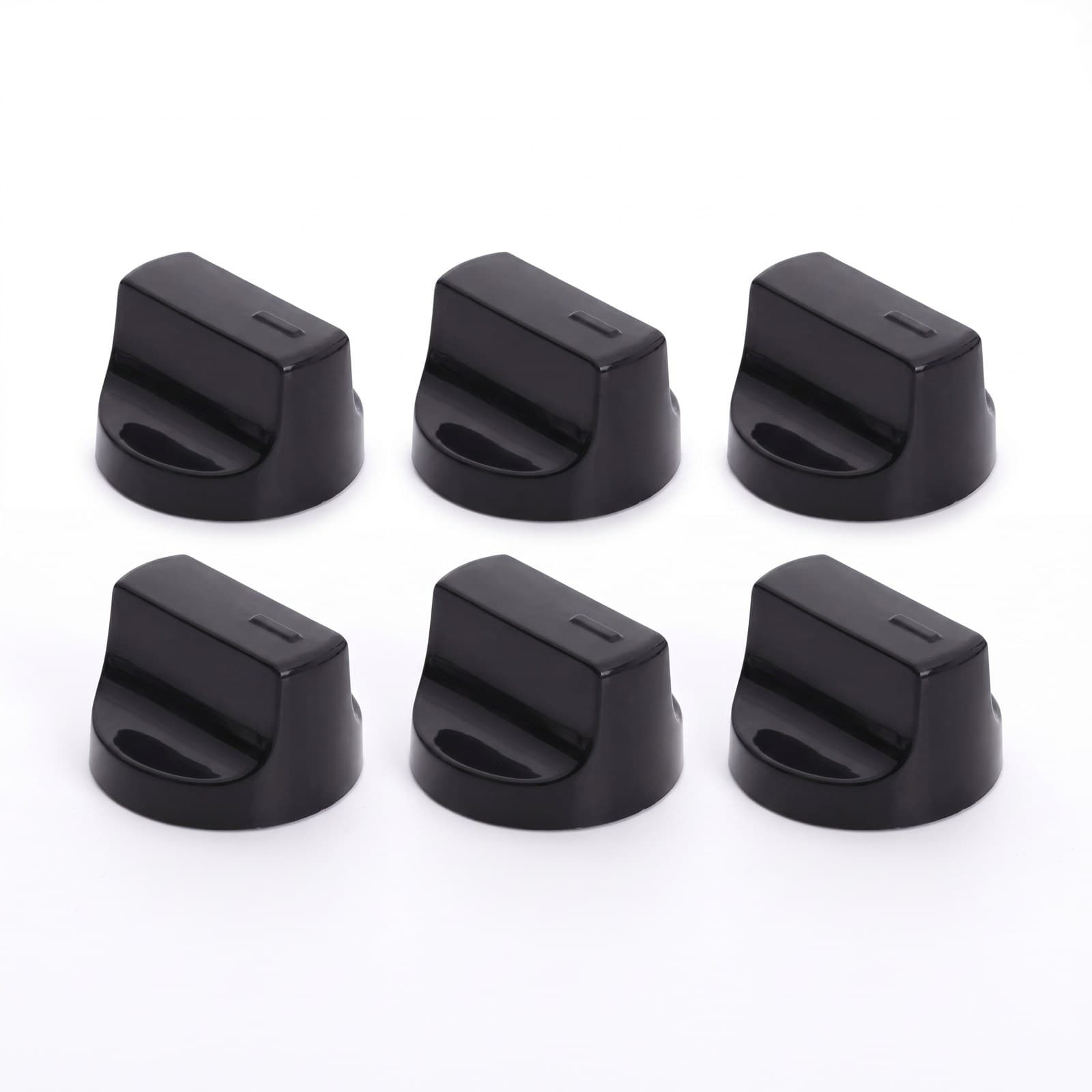 Kit 6 Manípulos Botão Preto Fogão Brastemp W10911543: foto em fundo branco