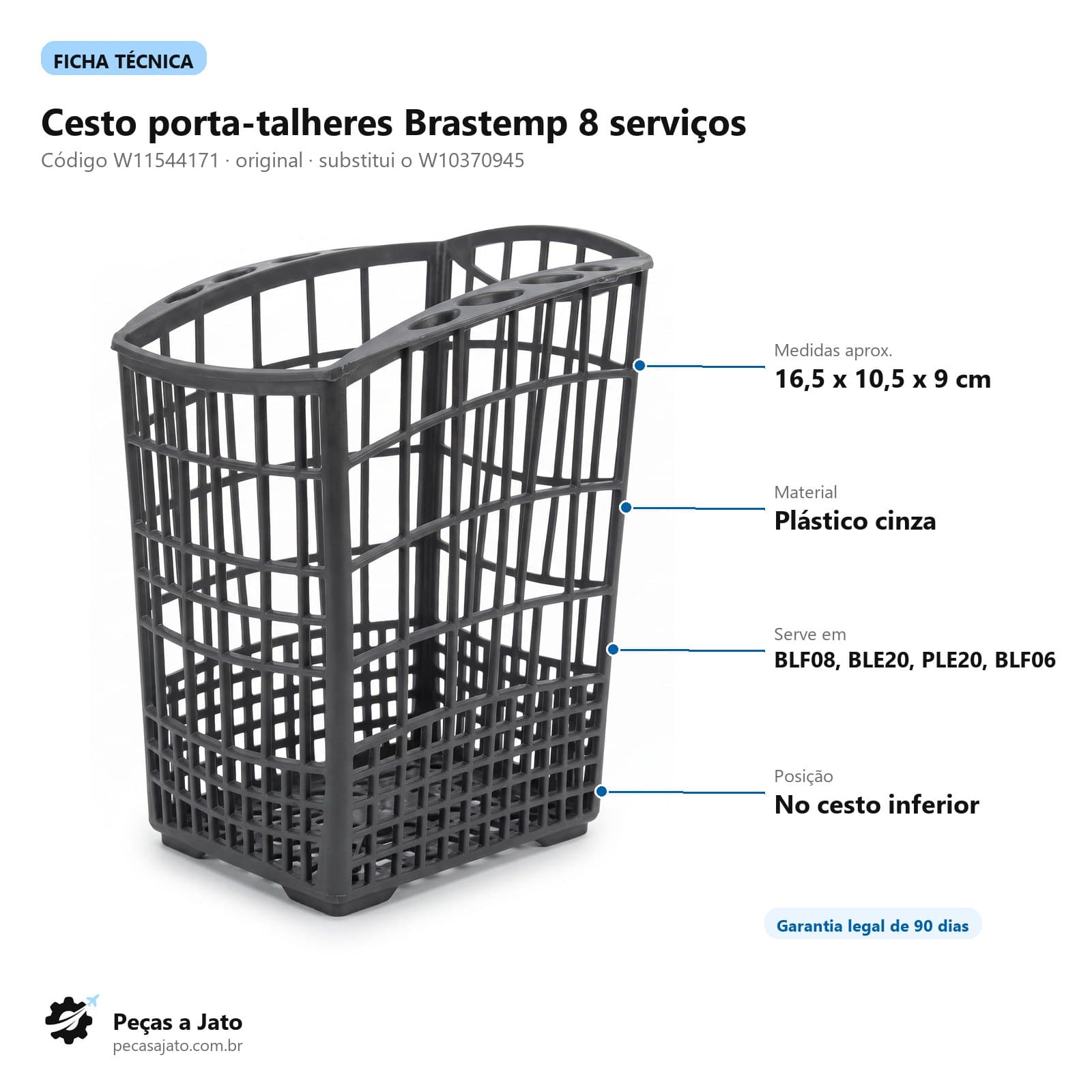 Cesto Porta Talheres Lava Louças Brastemp 8 Serviços: imagem ilustrativa