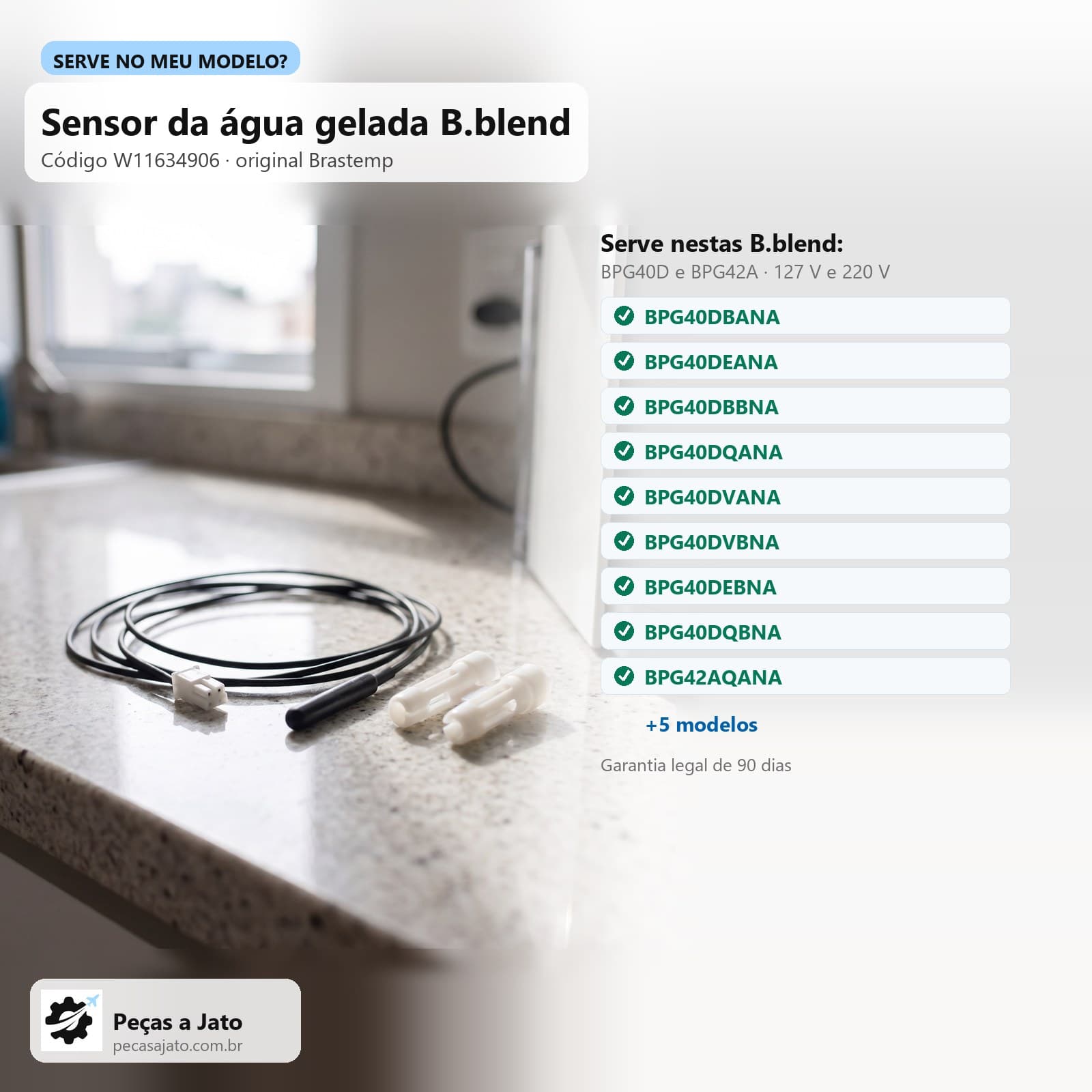 Sensor de Temperatura Água Gelada B.Blend Brastemp Bpg40d Bpg42a W11634906: imagem ilustrativa