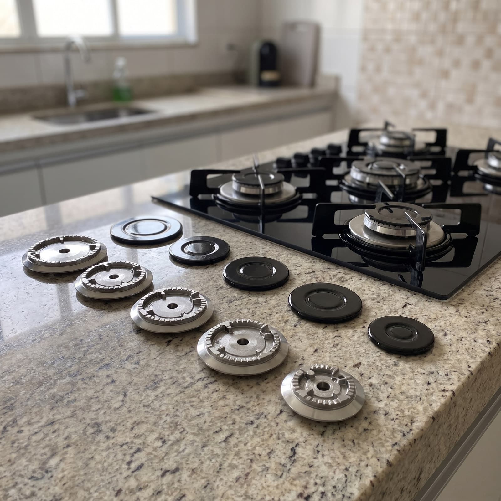 Kit Queimadores e Espalha-Chamas Cooktop Fischer 5 Bocas